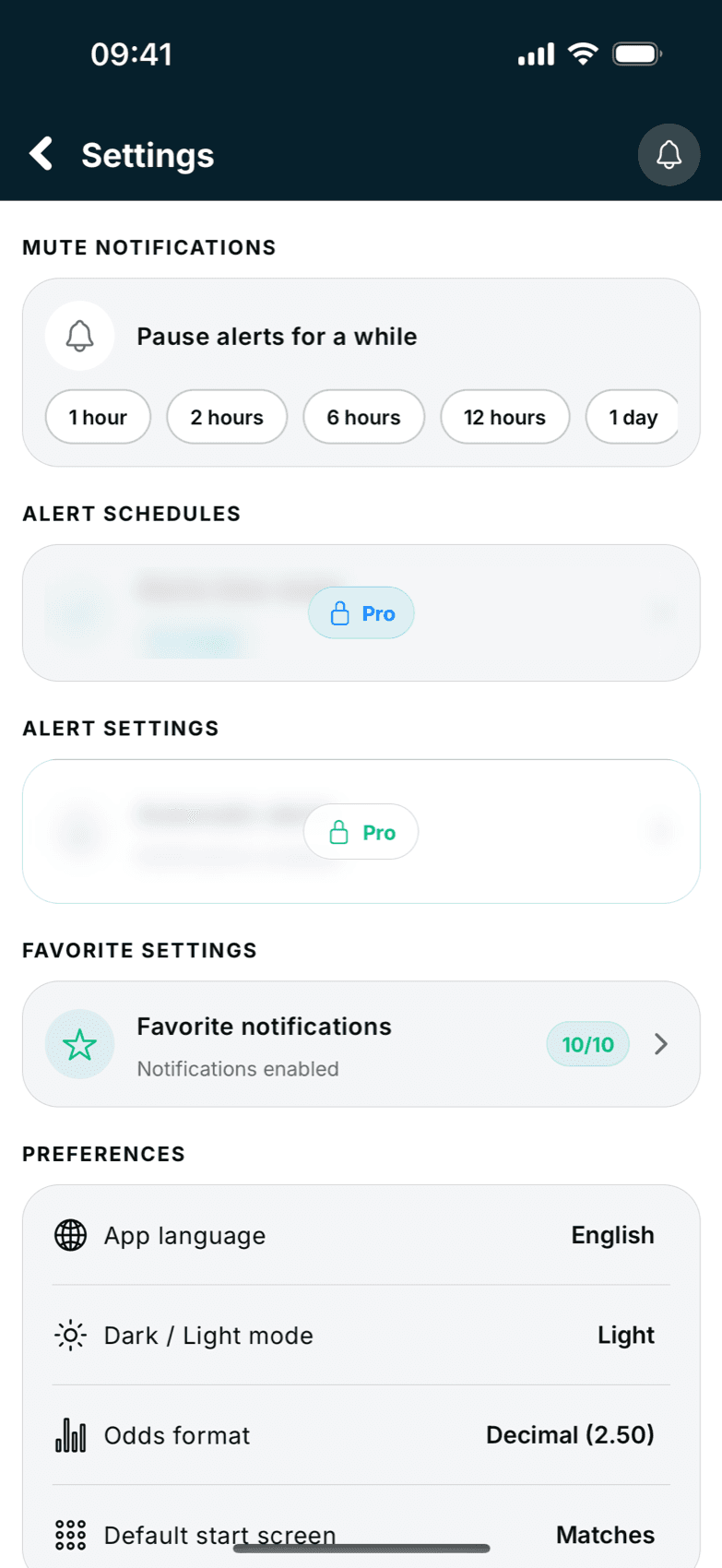 BetClutch, Alert settings